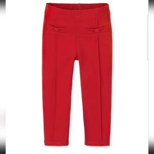 Childrens place red knot pull on jeggings with bows